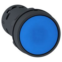 Monolithic push button, plastic, blue, Ø22, spring return, unmarked, 1 NO + 1 NC