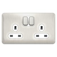 GGBL3020WSS Lisse - Switched Socket - 2 gang - 13A Stainless Steel