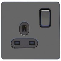 GU3410BBN Ultimate Screwless flat plate - switched socket