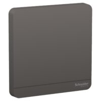 Schneider Electric AvatarOn blank plate E8330X_DG, 1-gang, dark grey finish. Durable polycarbonate, child-safe, flush/surface mount design for unused wall boxes.