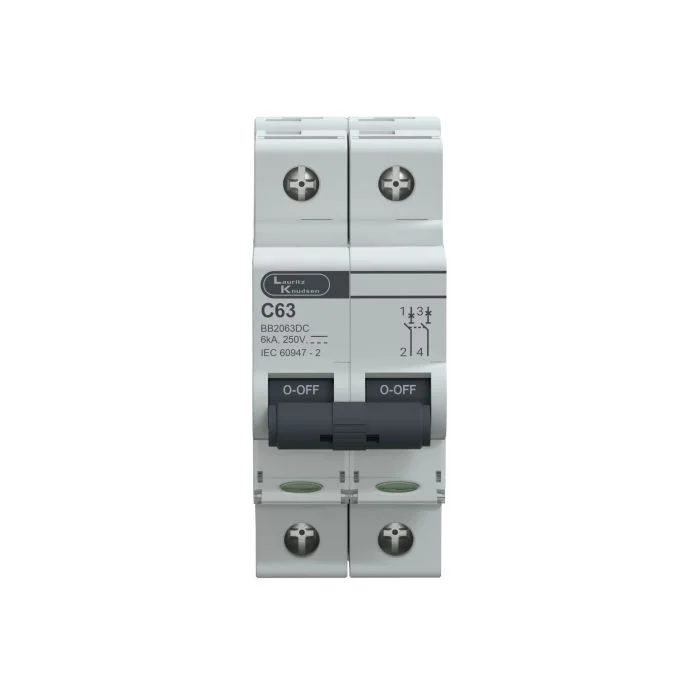 MCB, 2 Pole, 250V DC, 6kA, C Curve, 63A